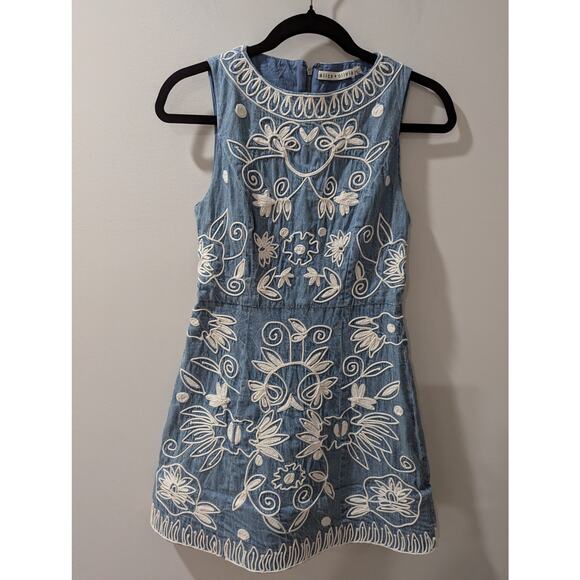 Alice + Olivia Lindsey Embroidered Chambray Dress - Picture 3 of 8